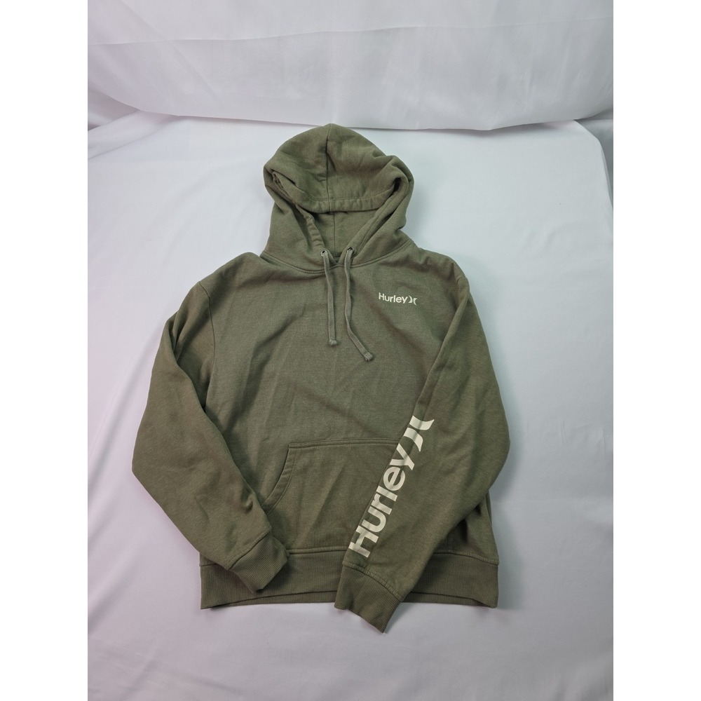 Hurley Mens‎ Olive Green Pullover Hoodie Kangaroo Pocket Sweatshirt Medium Logo